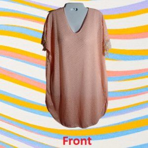 Petra Fashions Pink and Lace Night Shirt Size L Made in USA EUC See Photos